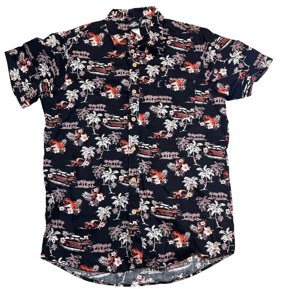 Jurassic World Men's Hawaiian Style Button Down- L
